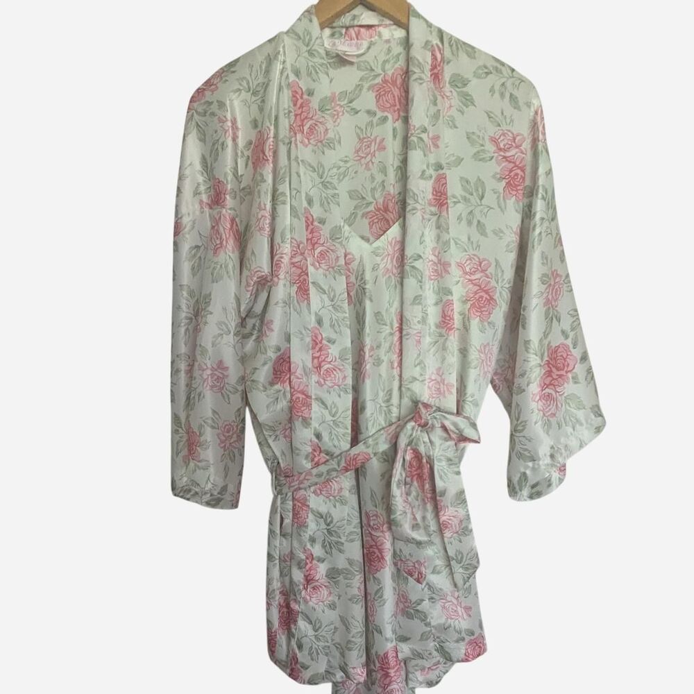 Vintage slip dress and robe - floral Peignoir Set